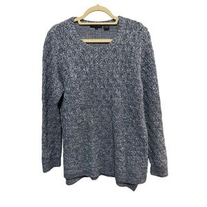 Jeanne Pierre - 100% Cotton Knit Sweater - Blue / White - Size L